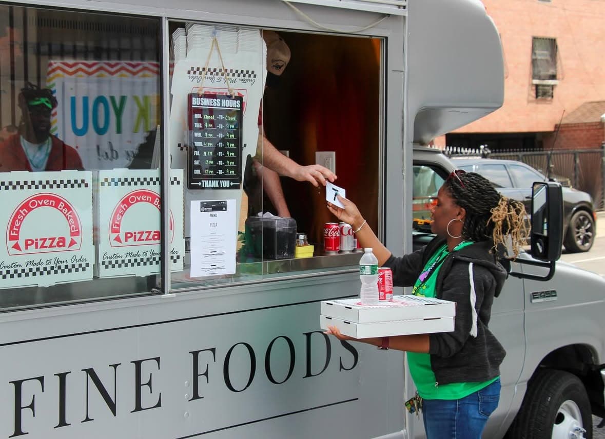 Neapolitan pizza truck catering setup in New York City